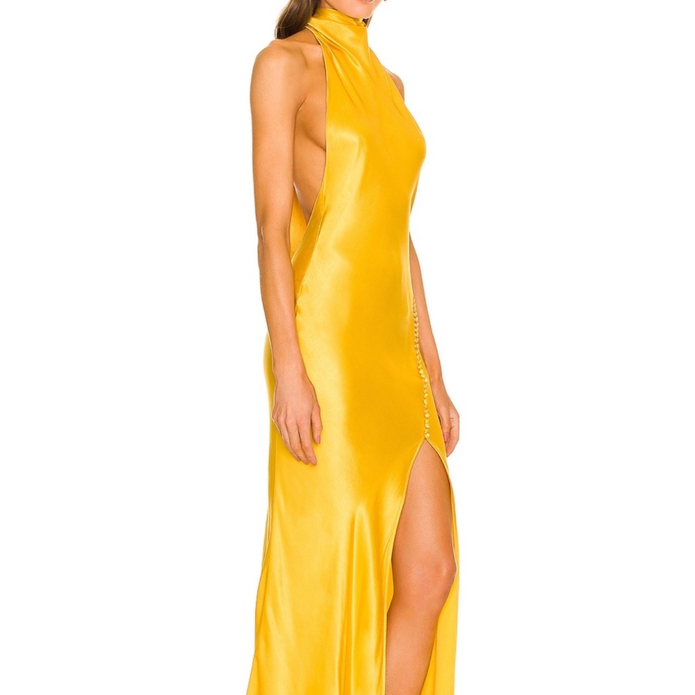 Vibrant Yellow Halter Maxi Dress